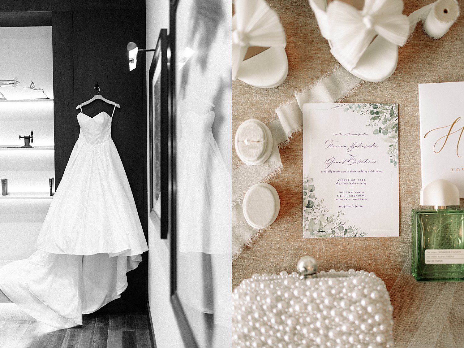 Tess and Grant's wedding day details at their Discovery World wedding in Milwaukee