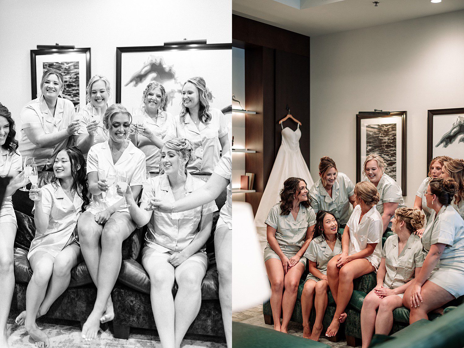 Tess getting ready at their Discovery World Pavilion wedding