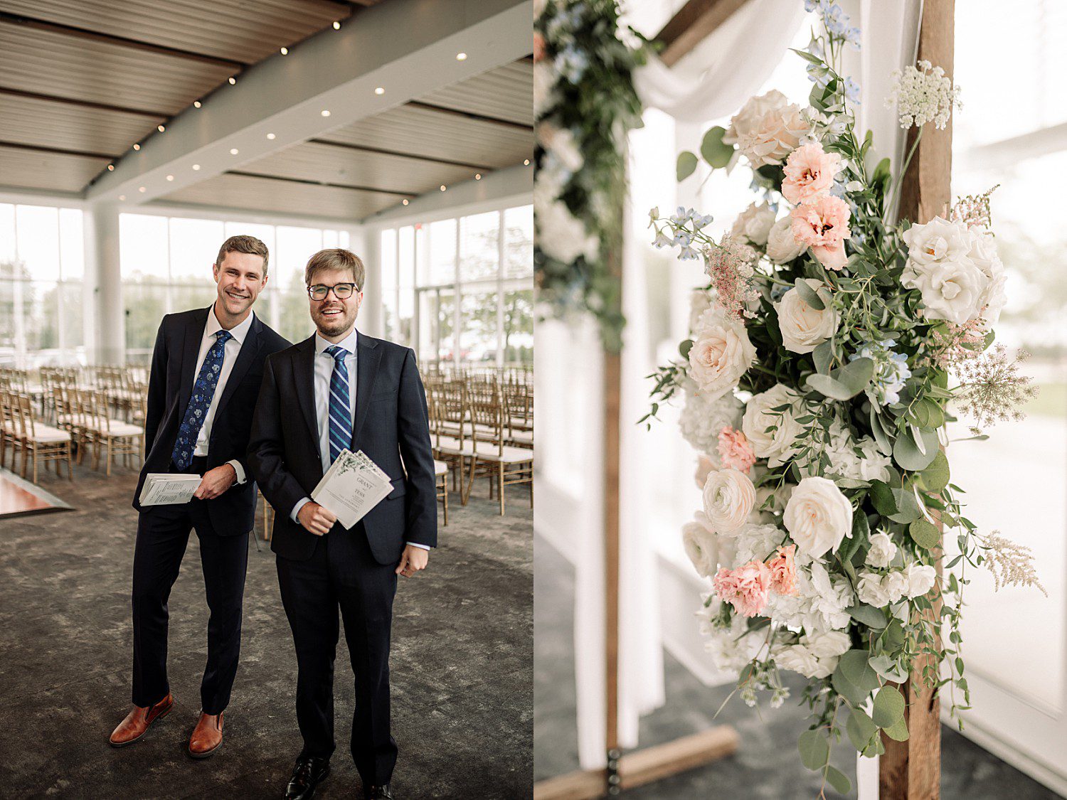 Tess and Grant's cocktail hour with guests at their Discovery World wedding