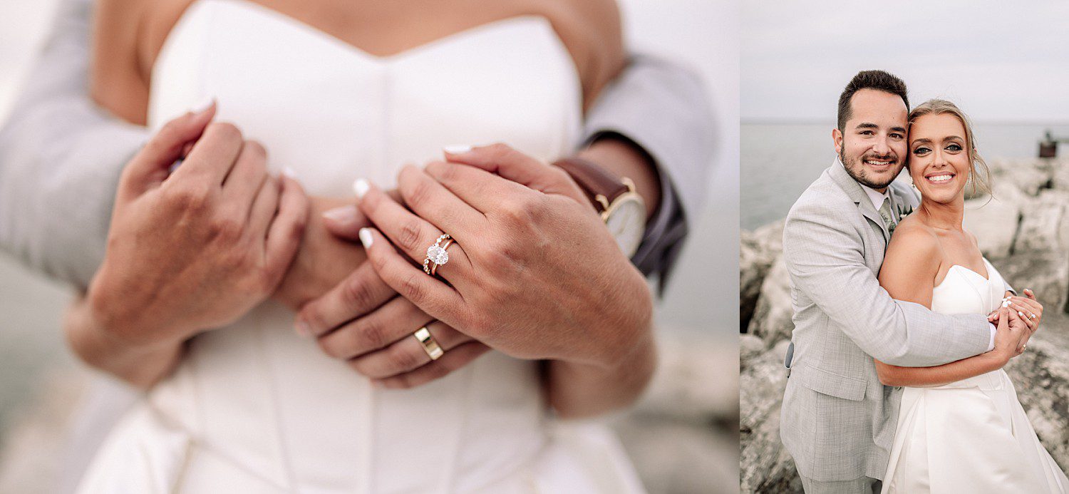 Tess and Grant's wedding ring detail at their Milwaukee wedding at Discovery World