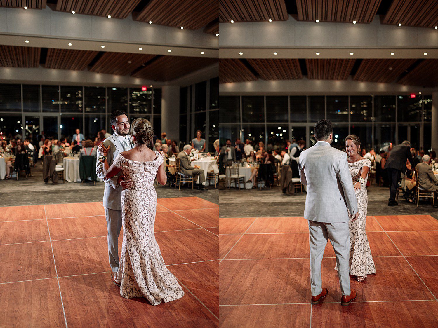 Tess and Grant's mother-son dance at the Discovery World wedding venue