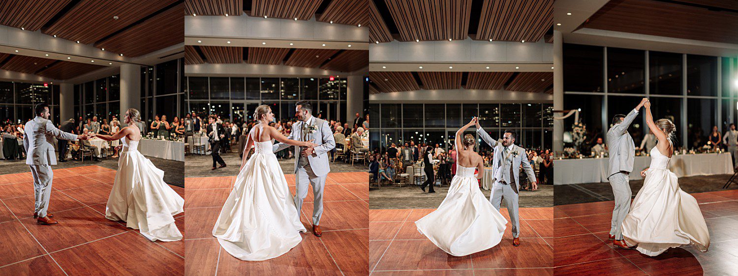 Tess and Grant's mother-son dance moment at their Discovery World wedding in Milwaukee