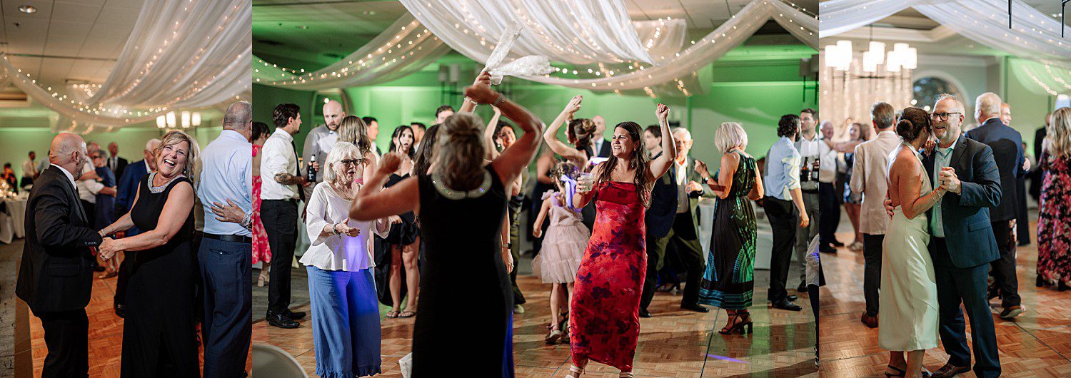 Long-married couples dancing together during the anniversary dance at Jenna and Josh's Heidel House wedding