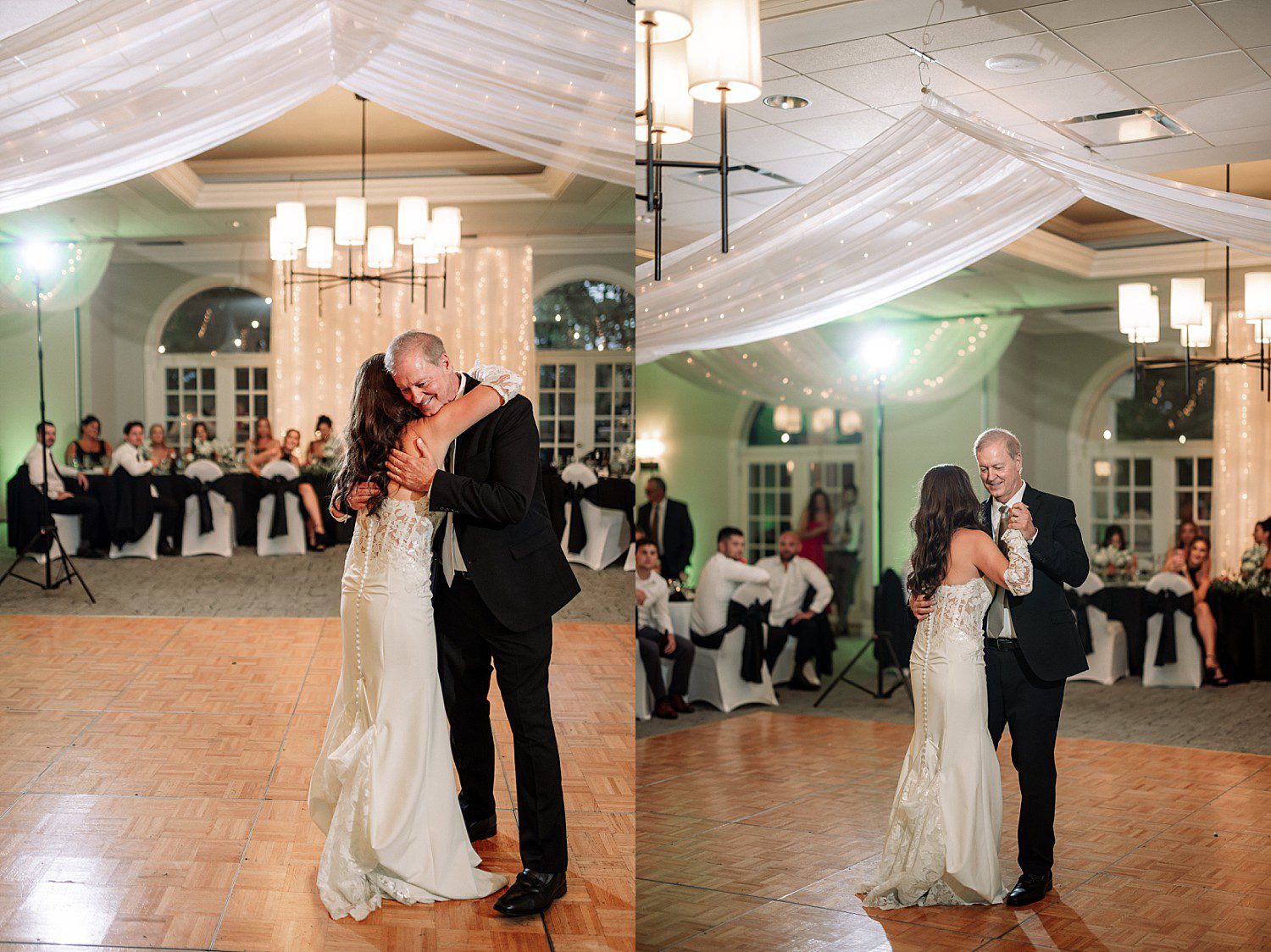 Jenna dancing with her father during the father-daughter dance at her Heidel House wedding reception