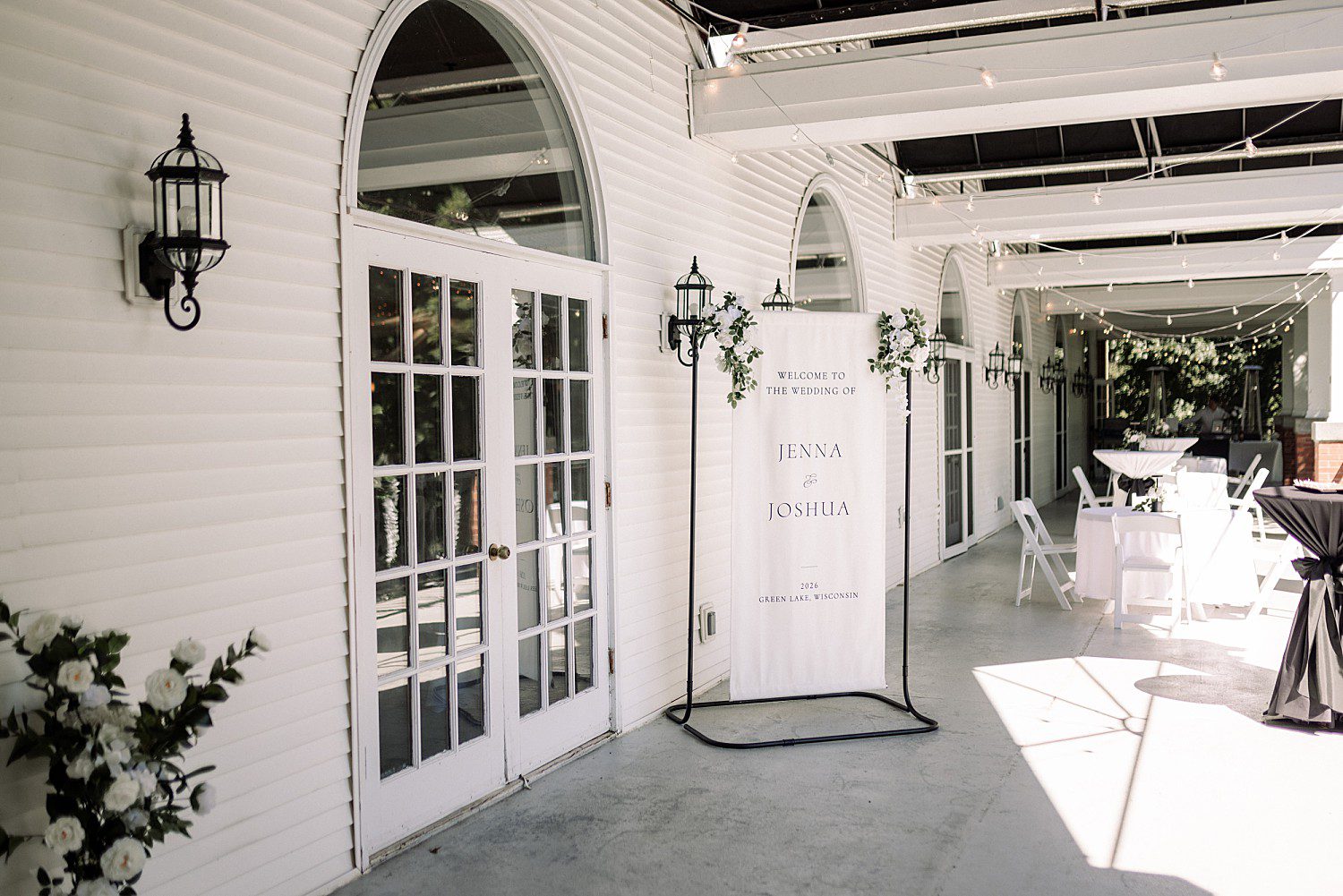 The welcome sign greeting guests at the entrance to Jenna and Josh's Heidel House wedding reception