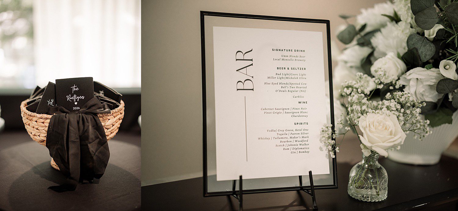 Personalized favor books for guests at Jenna and Josh's Heidel House wedding reception