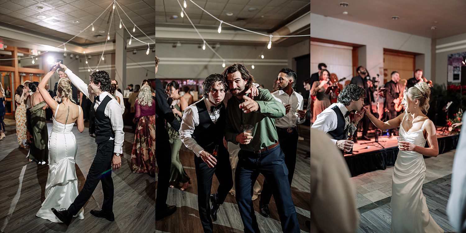Noelle, Noah and their friends on the dance floor at Boerner Botanical Gardens in Hales Corners, Wisconsin