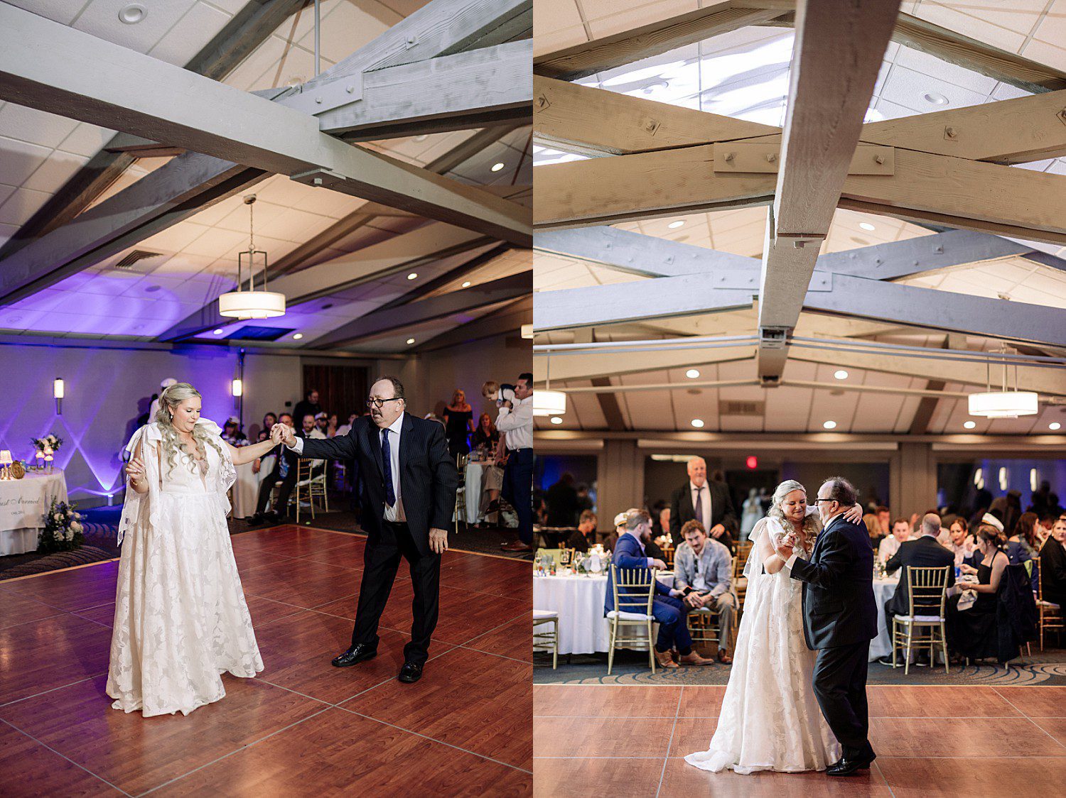 lakeside Wisconsin wedding in Delavan, Wisconsin: newlyweds dancing together and smiling during the reception.